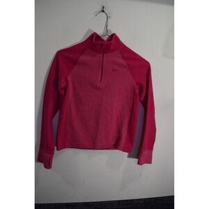REI Co-op Pink Fleece Pullover Thumb Hole Quarter Zip Jacket GIRLS S 8